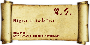 Migra Izidóra névjegykártya